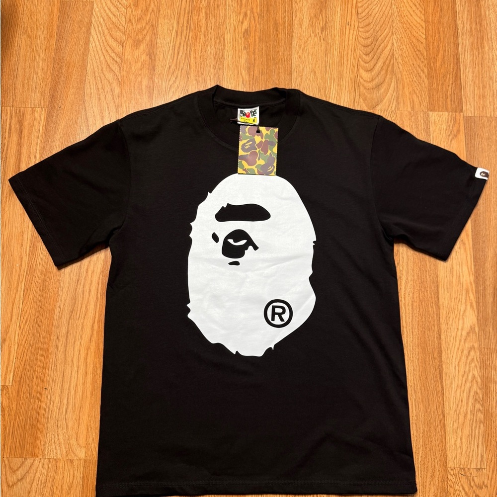 Bape Black and White Short Sleeve Tee Iconic Design